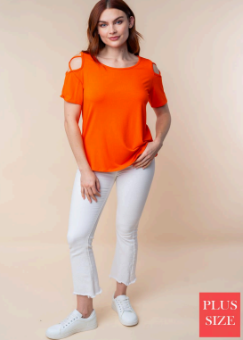 White Birch T6738P Cold Shoulder Plus Size Top