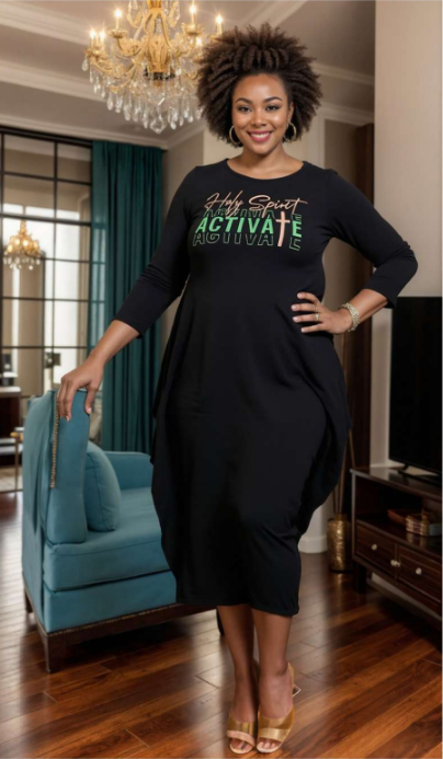 KaraChic CHH22068LS Print Knit Maxi Dress