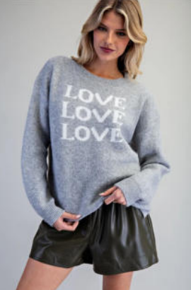Eesome SG10443 Round Neck Love Print Sweater