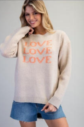Eesome SG10443 Round Neck Love Print Sweater