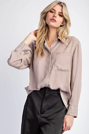 Eesome TK11080 Studded Blouse Button Down Top