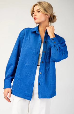 Eesome JG10513 Star Embroidered Button Down Jacket
