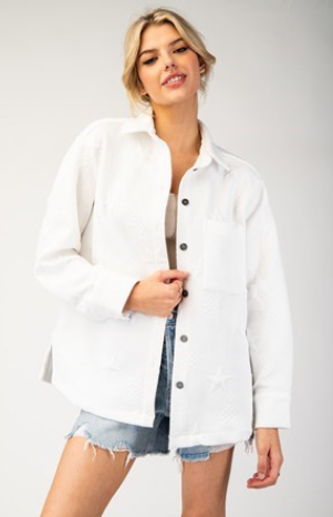 Eesome JG10513 Star Embroidered Button Down Jacket