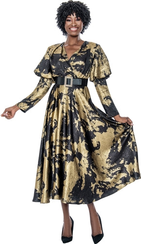 Terramina 7193 Belted Jacquard Dress