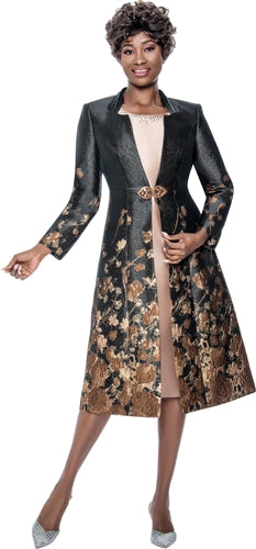 Terramina 7194 2pc Jacquard Duster Coat and Dress