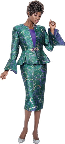 Terramina 7199 Jacquard 3pc Skirt Suit