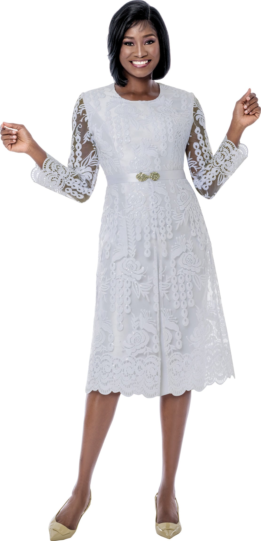 Terramina 7288 Belted Lace Dress