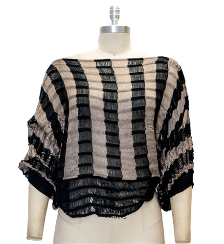 Tessori W8699ML Open Weave Dolman Sleeve Sweater