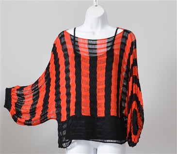 Tessori W8699ML Open Weave Dolman Sleeve Sweater