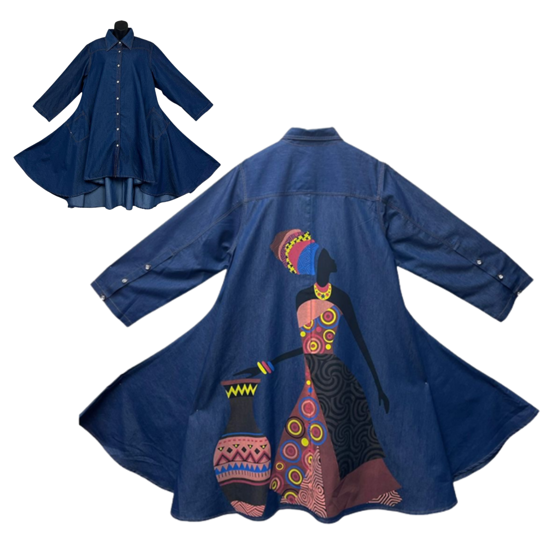 Step in Style AA24666TRQ Denim Shirt Dress
