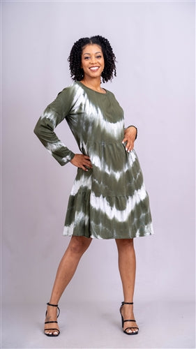 Vasna 201982X54 Tie-Dye Tiered Knit PlusSize Dress