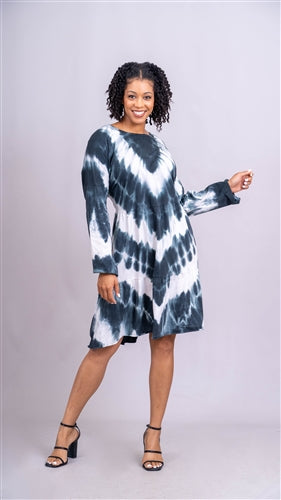 Vasna 201982X54 Tie-Dye Tiered Knit PlusSize Dress