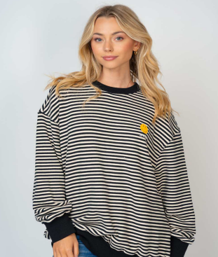 White Birch T24784P Striped Knit Top