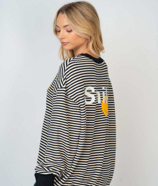 White Birch T24784P Striped Knit Top