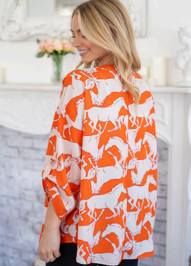 White Birch T6507A1XL Horse Print Top
