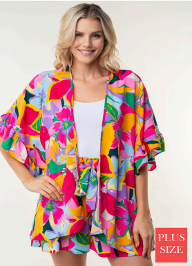White Birch T6686XL Oversized Print Top