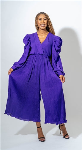 Wowo JP24255X Plus Size Pleated Jumpsuit