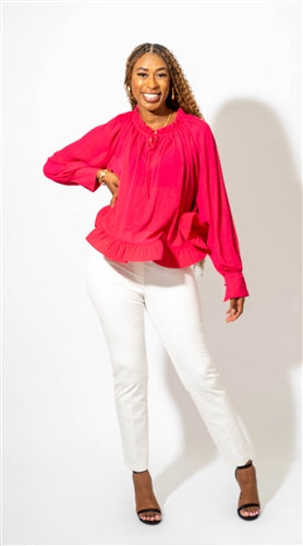 Wowo TS24014 Long Sleeve Peplum Top