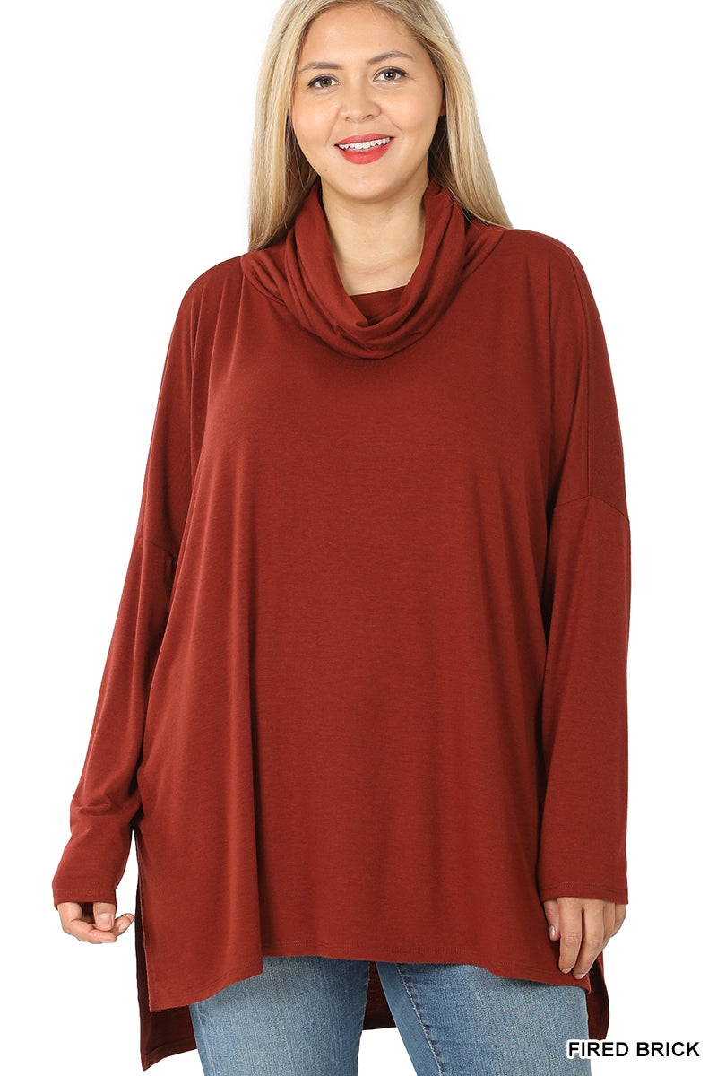 Zenana 2184 Cowl Neck Oversized Top