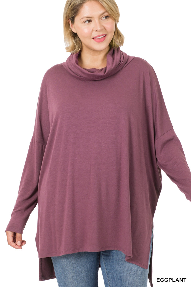 Zenana 2184 Cowl Neck Oversized Top