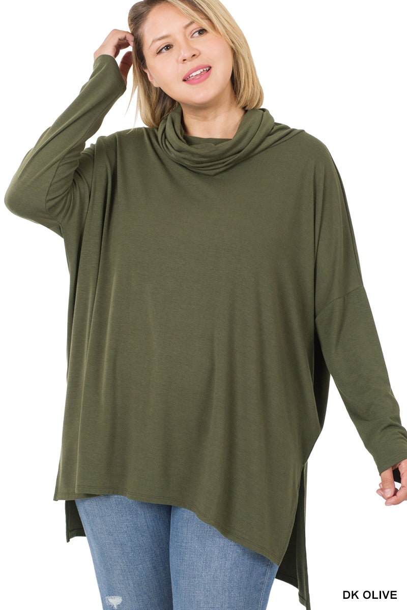 Zenana 2184 Cowl Neck Oversized Top