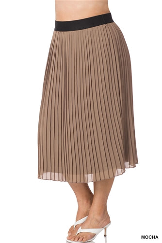 Zenana QS1004XBA Plus Size Pleated Skirt