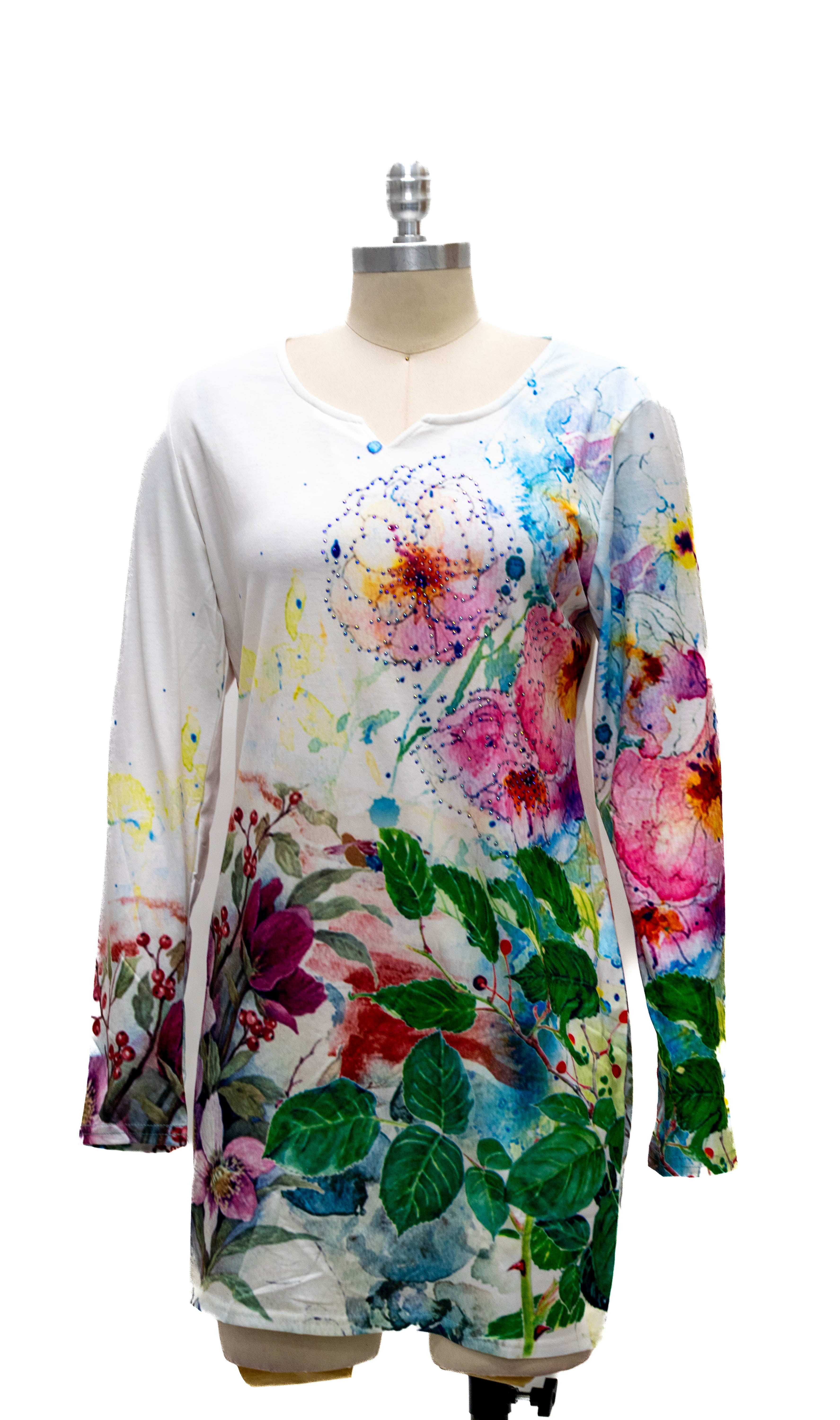 Micheal K 8549L Long Print Top