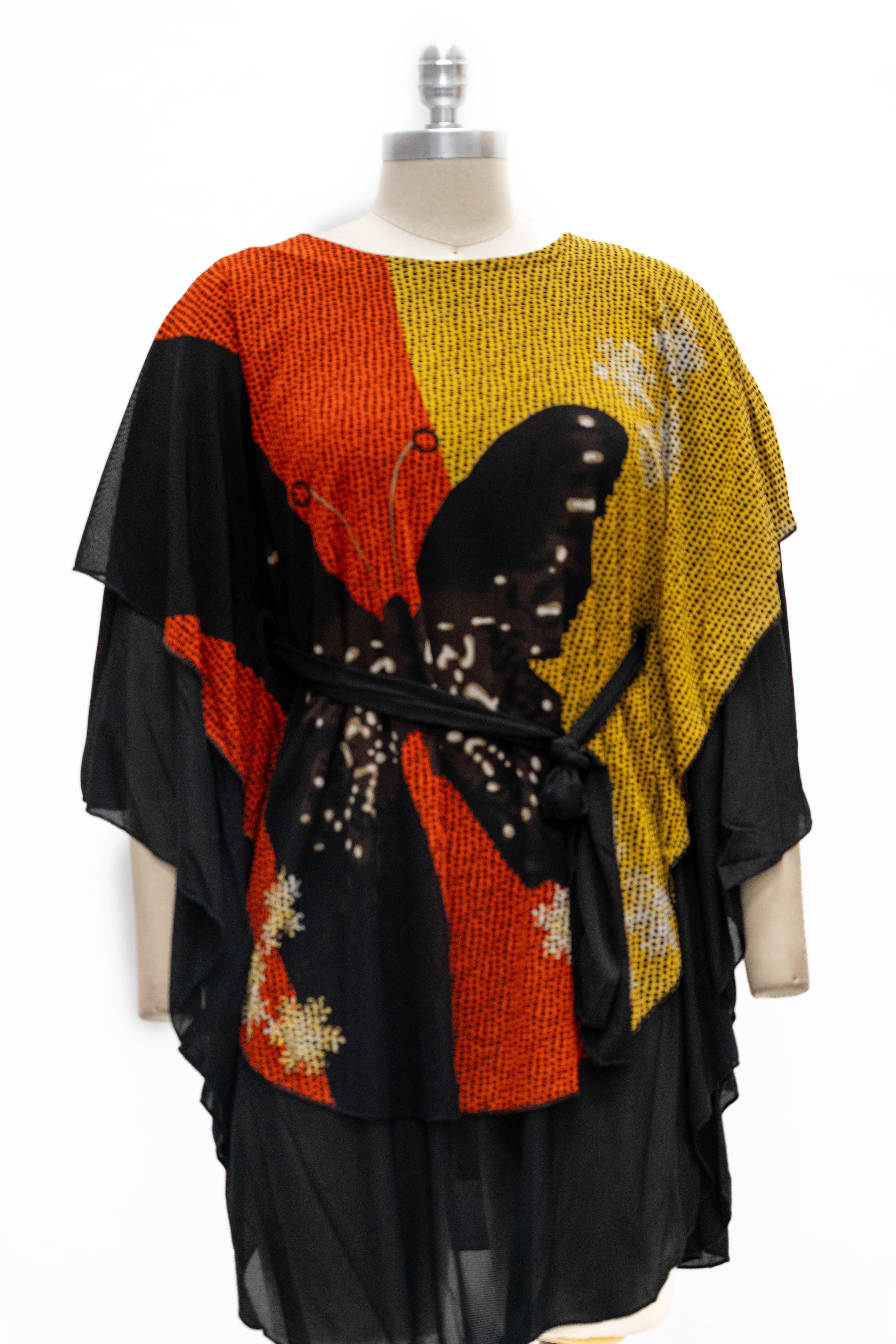 Paris Paris 81278 Belted Print Poncho Top