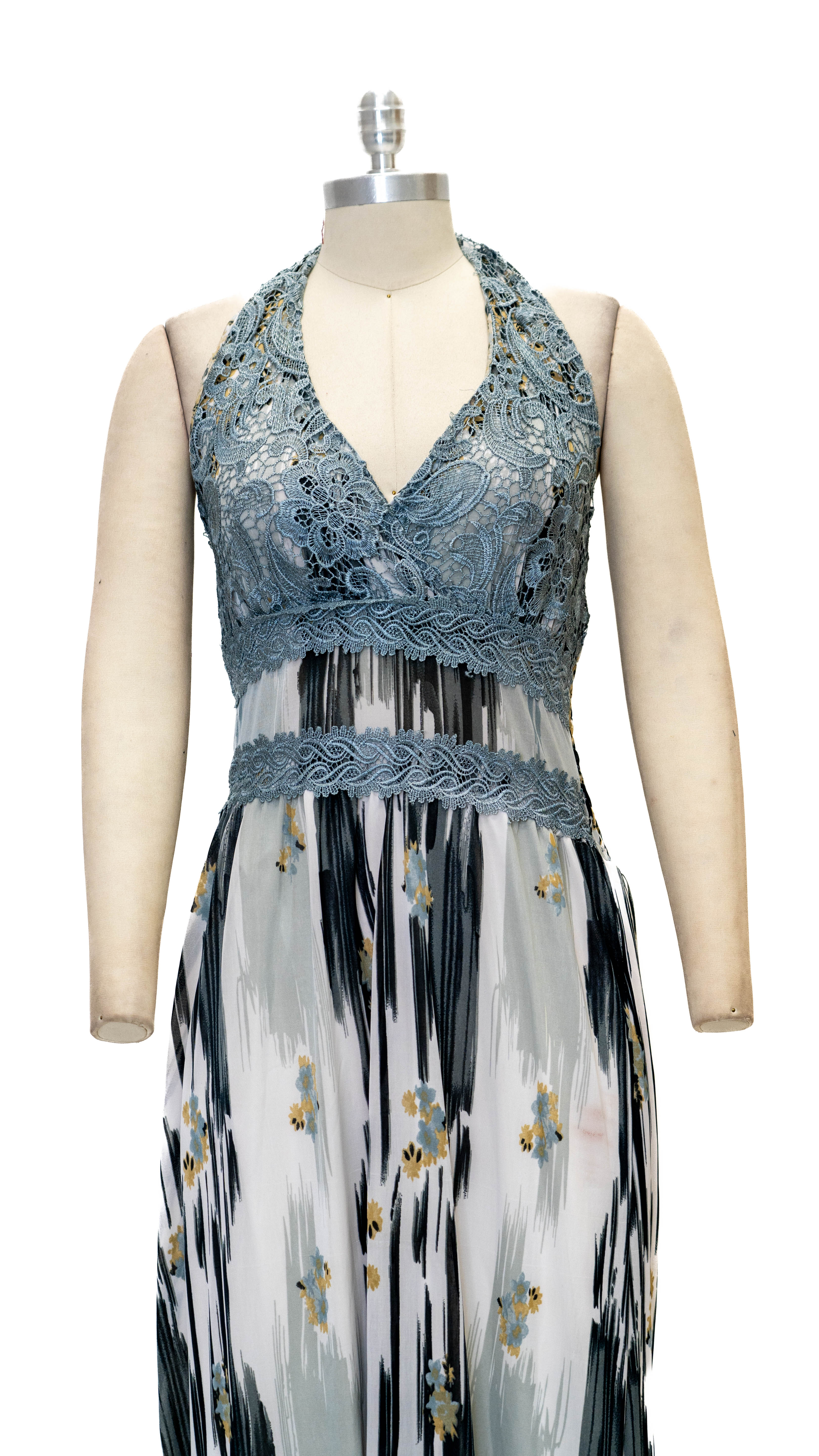 Paris Paris 8369 Halter Lace Front Maxi Dress