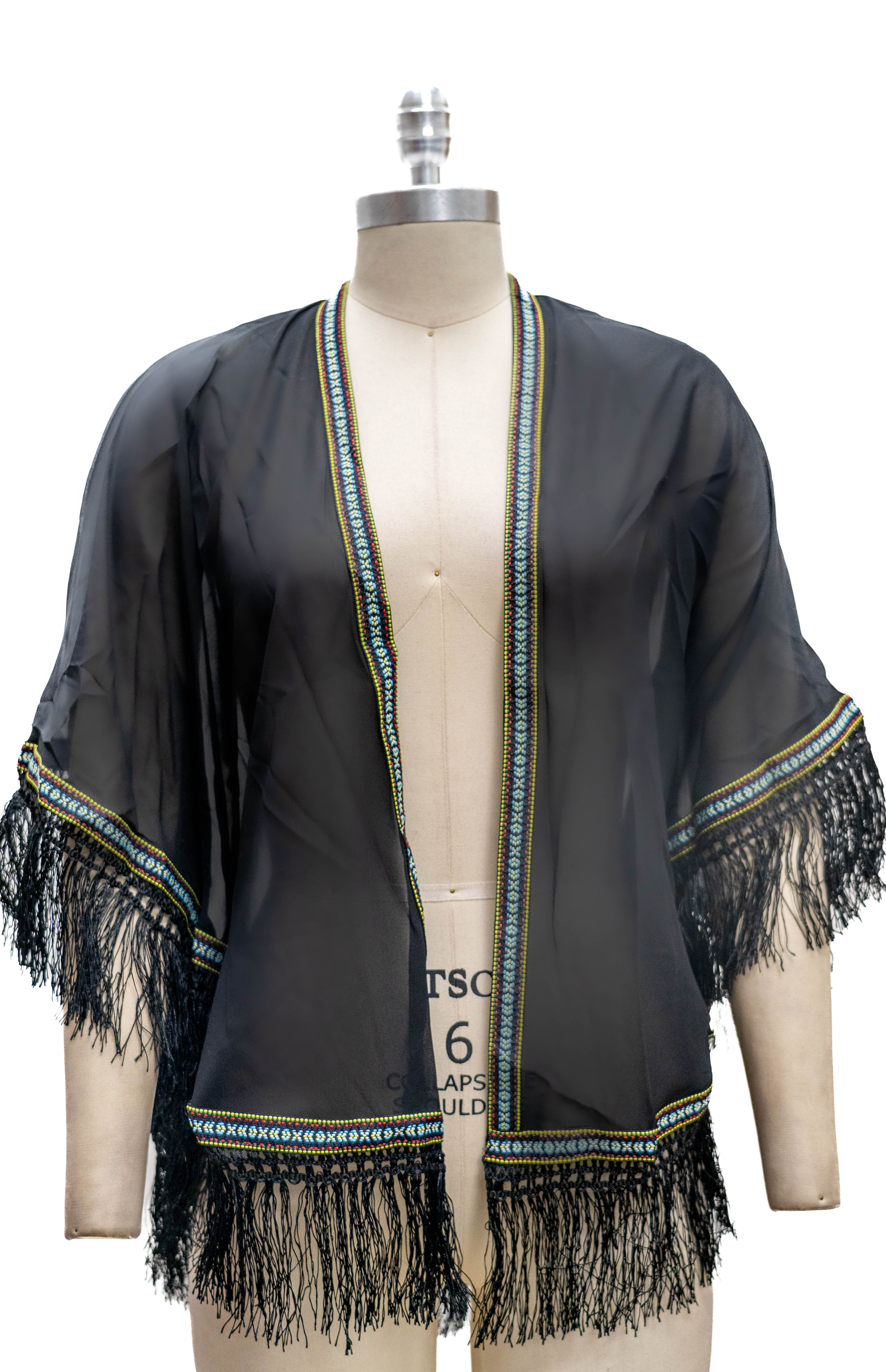 ETC 2033 Fringe Sheer Poncho