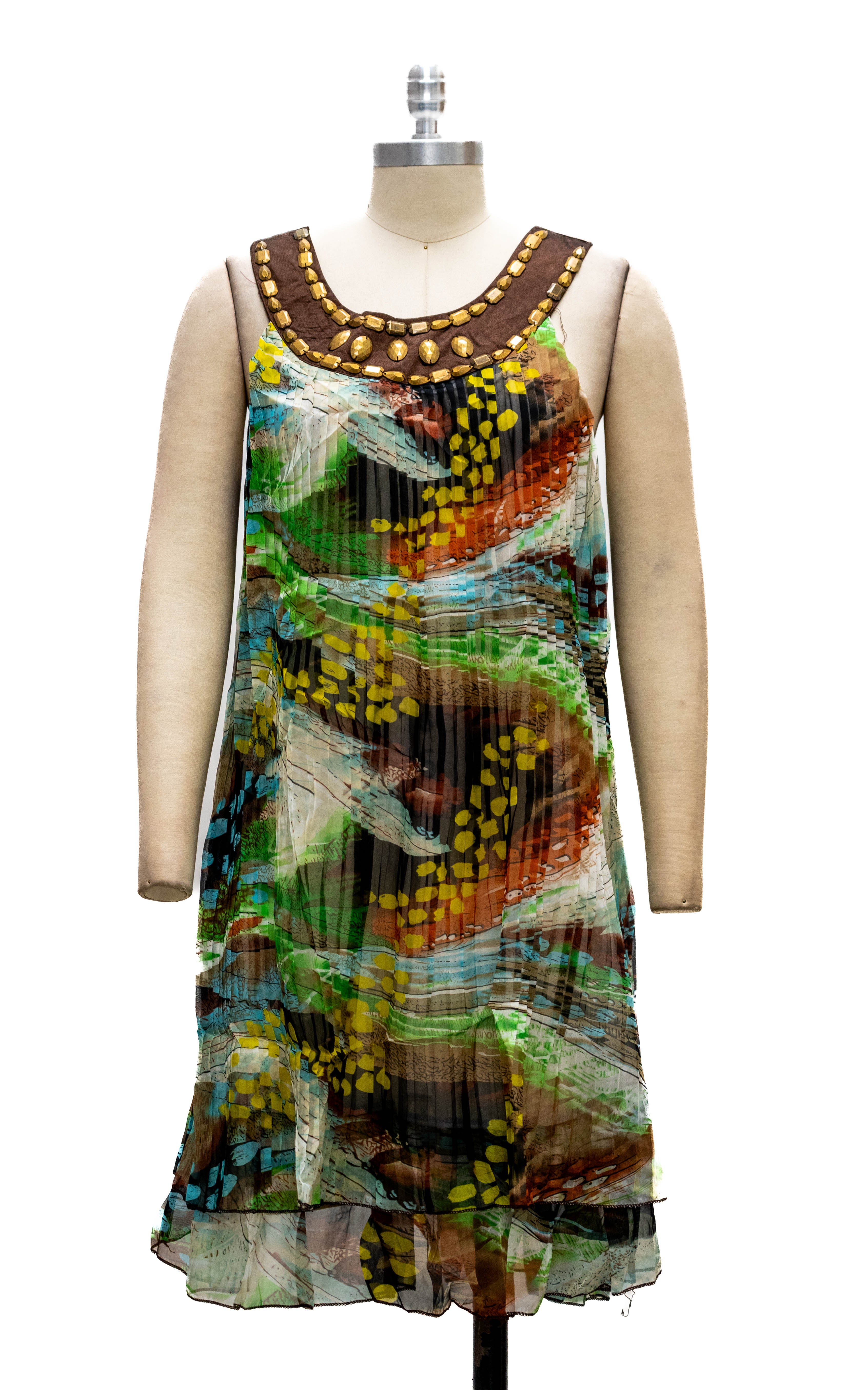 Micheal K 8054 Metal Embellished Pleated Dress