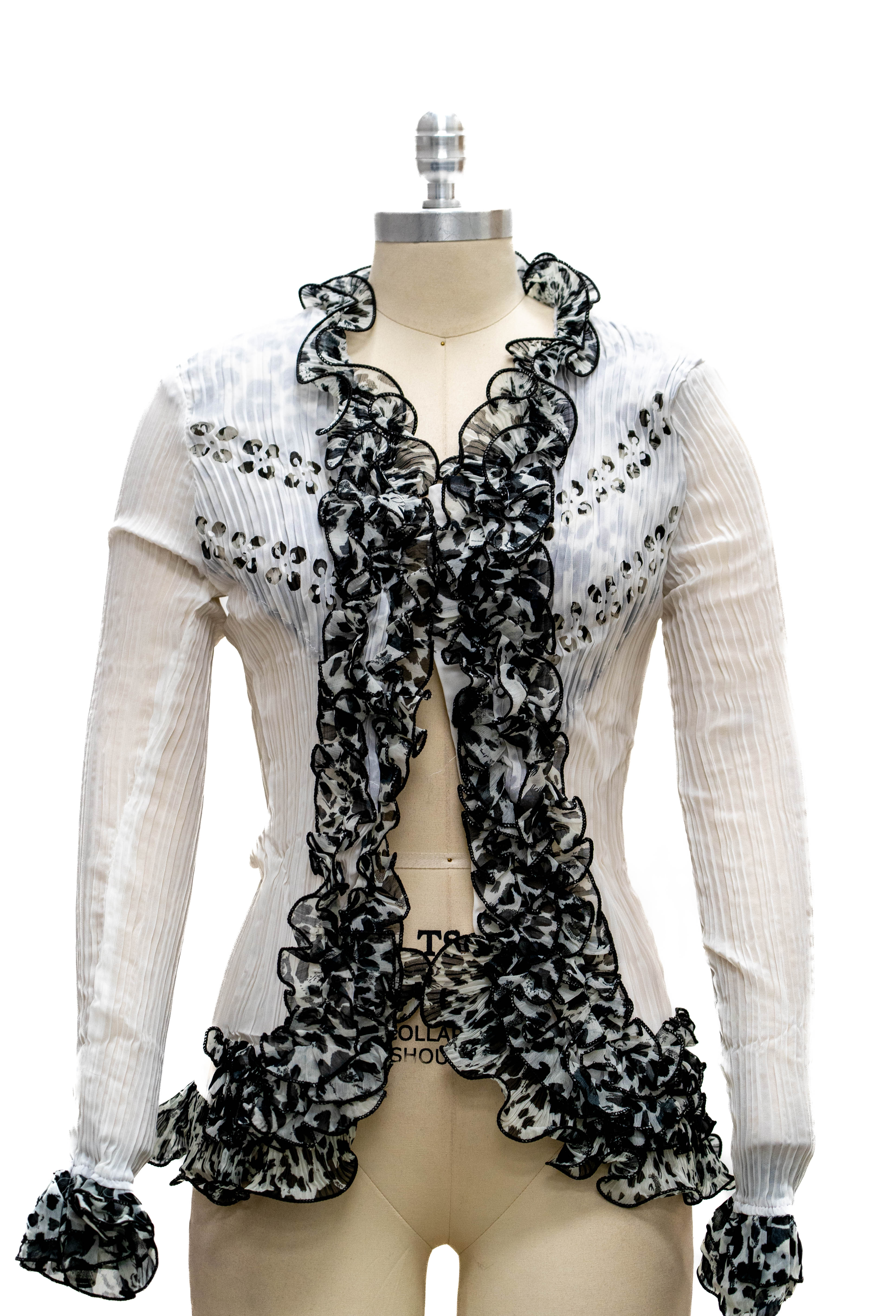 Micheal K 8077 Pleated Ruffle Blouse