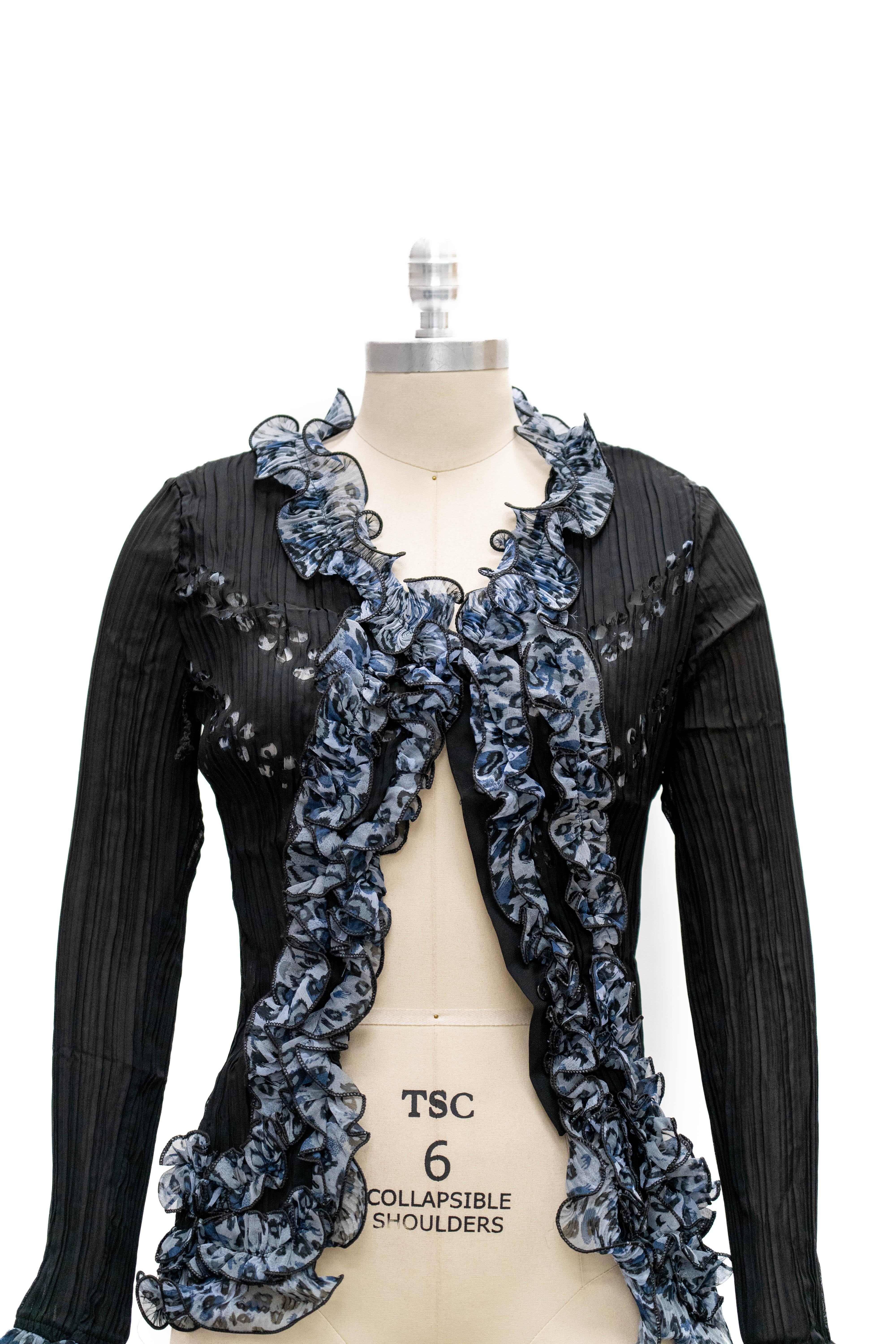 Micheal K 8077 Pleated Ruffle Blouse