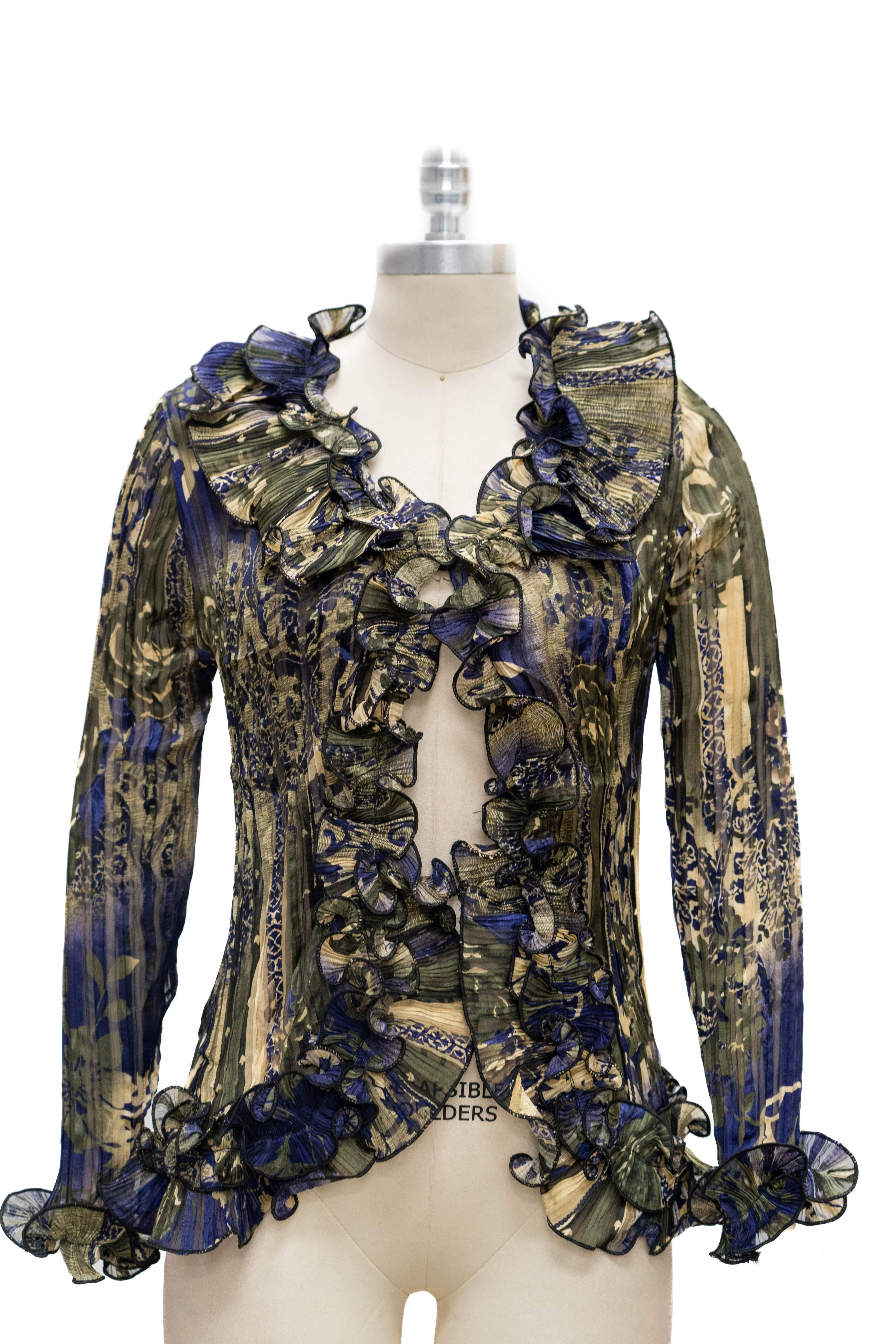 Micheal K 8069 Pleated Ruffle Blouse