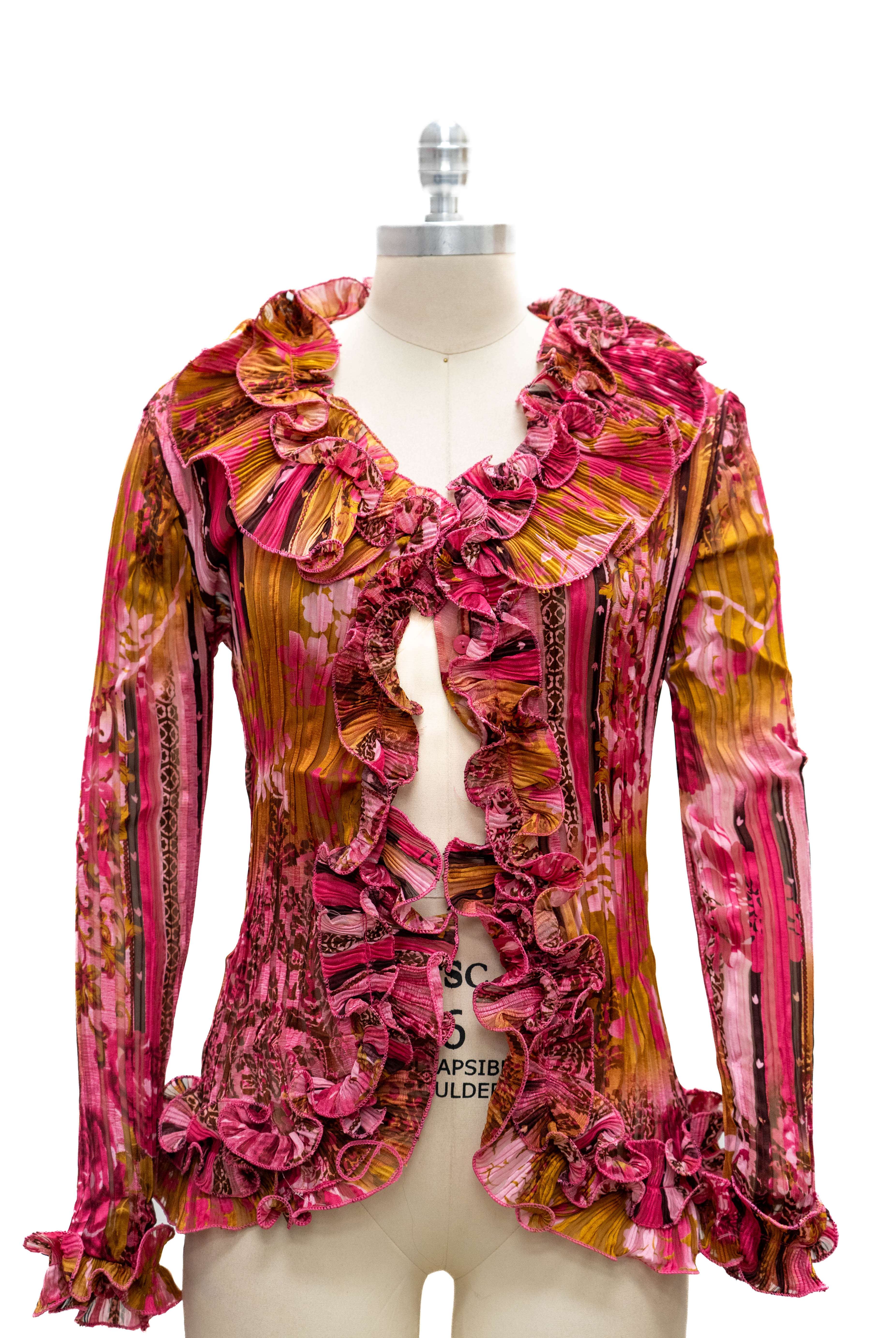 Micheal K 8069 Pleated Ruffle Blouse