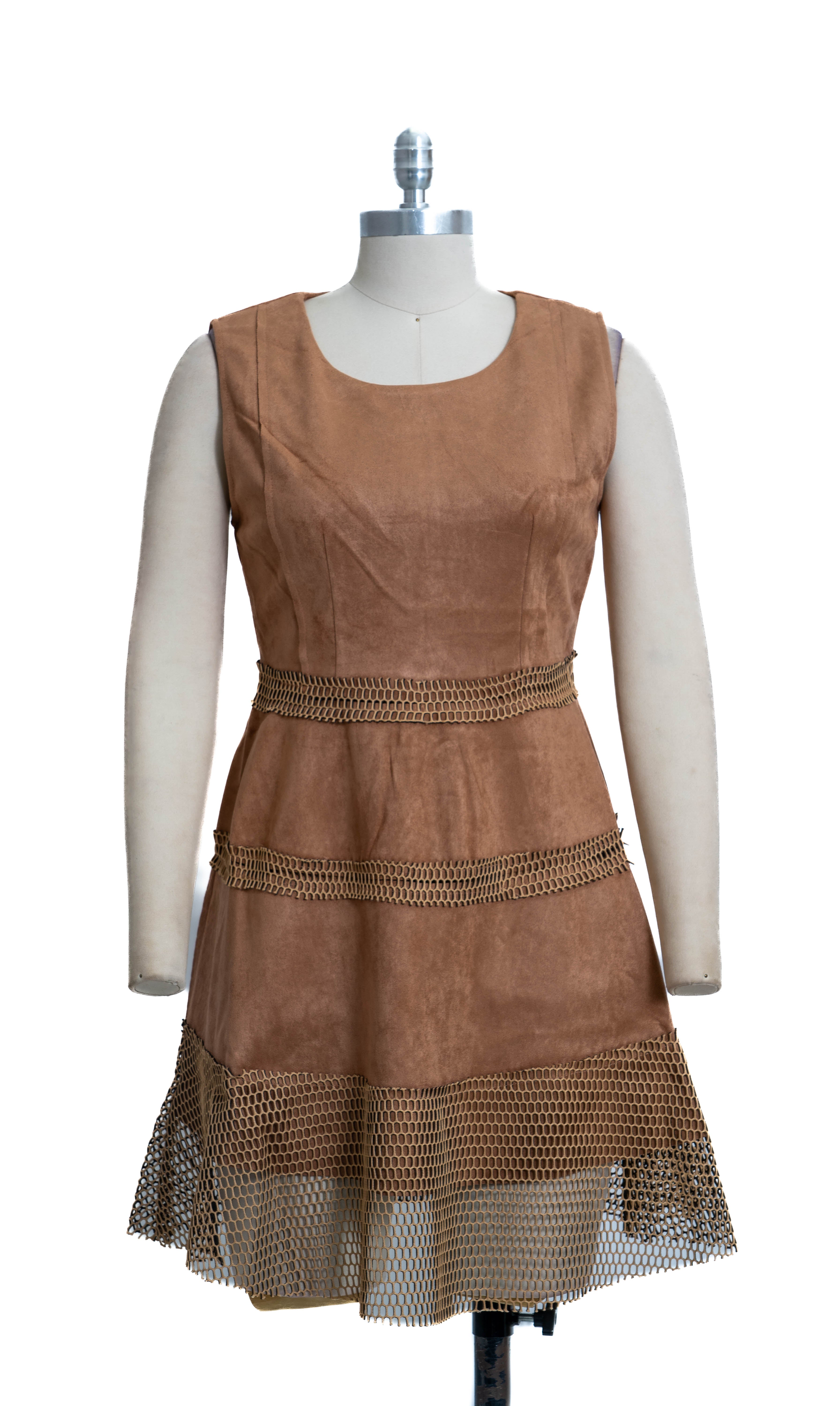 Micheal K 8569 Faux Suede Mesh Dress