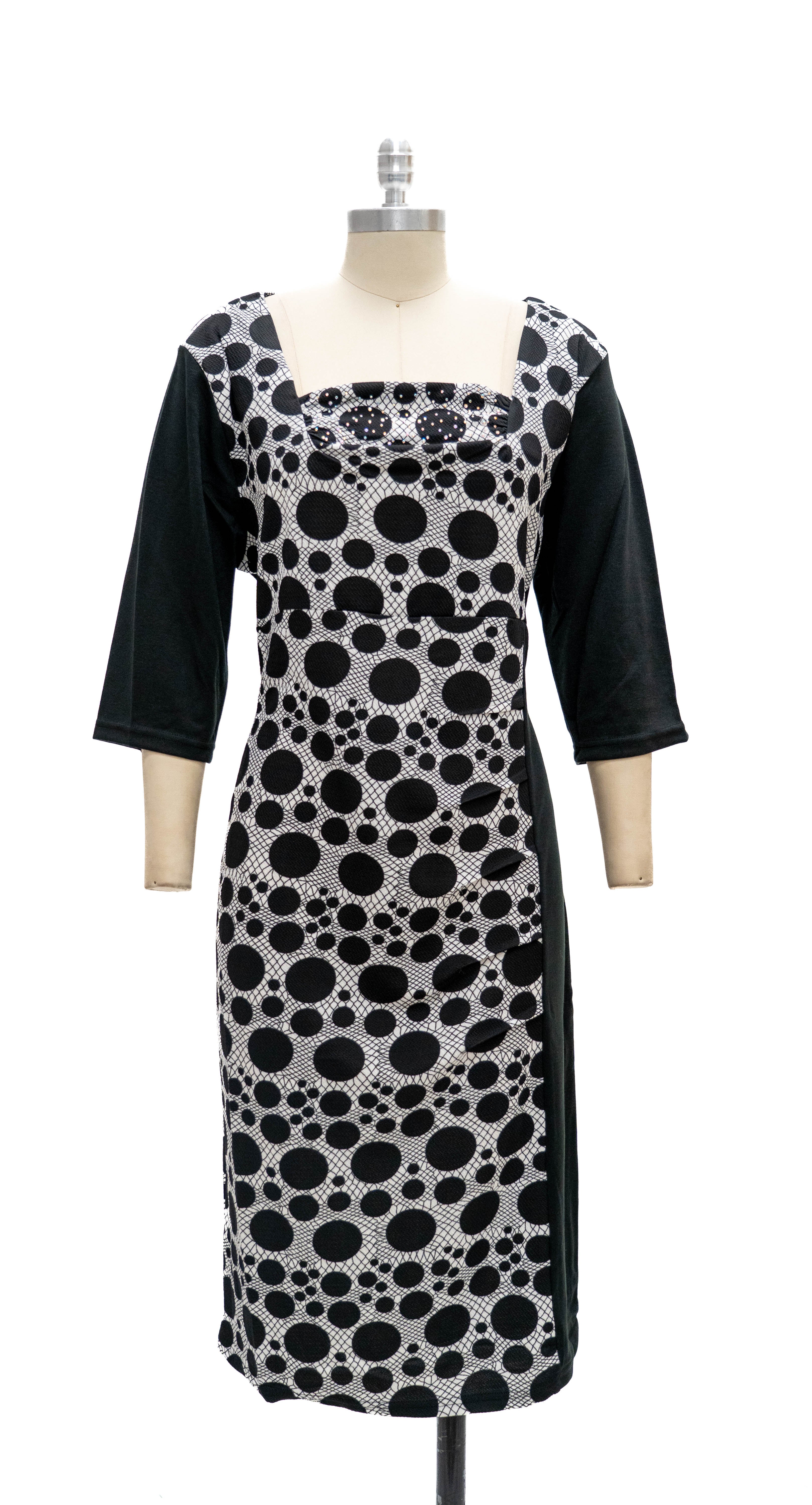 Micheal K 8428 Rhinestone Print Collar Dress