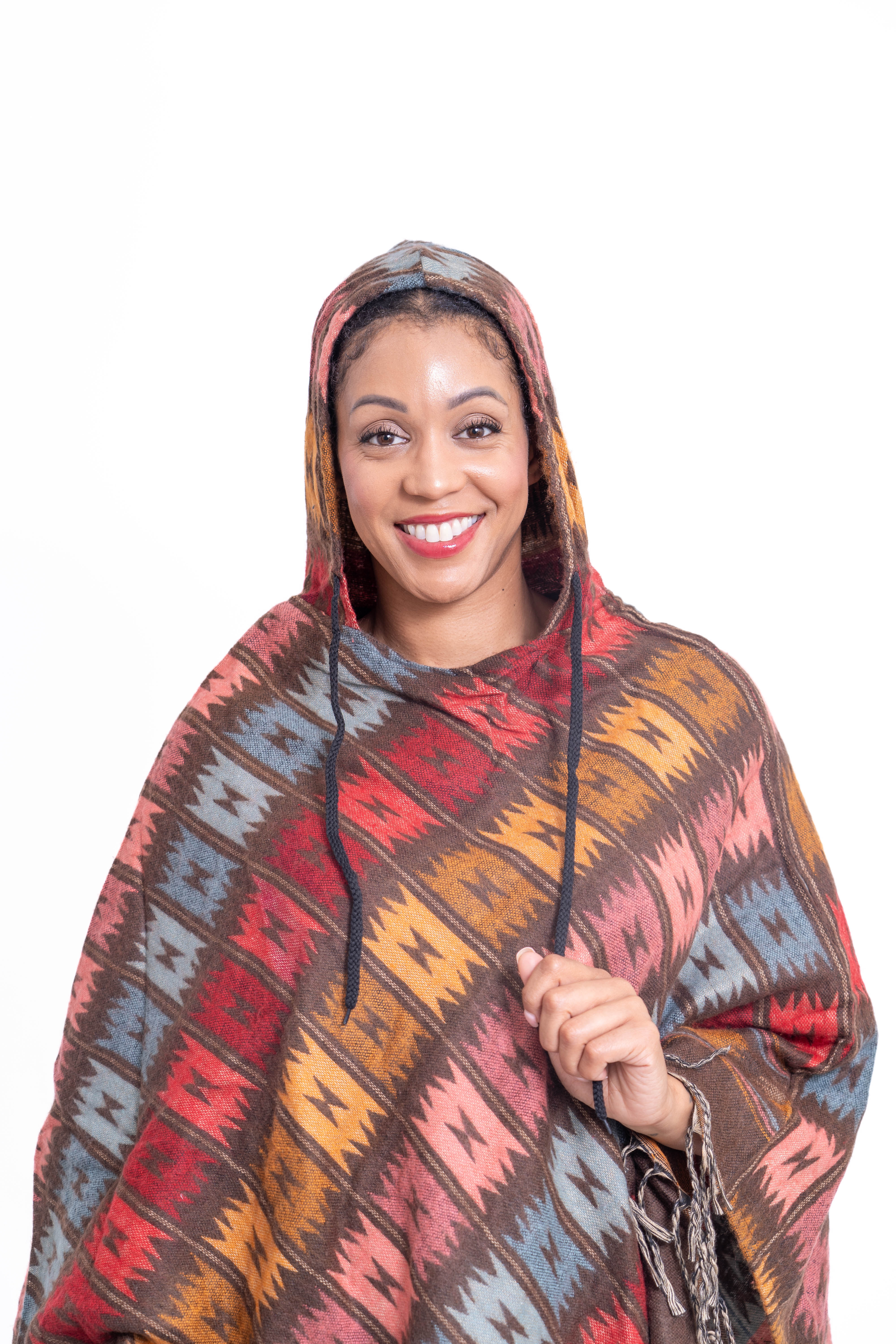 Step in Style AA22801 Aztec Print Poncho Hoodie