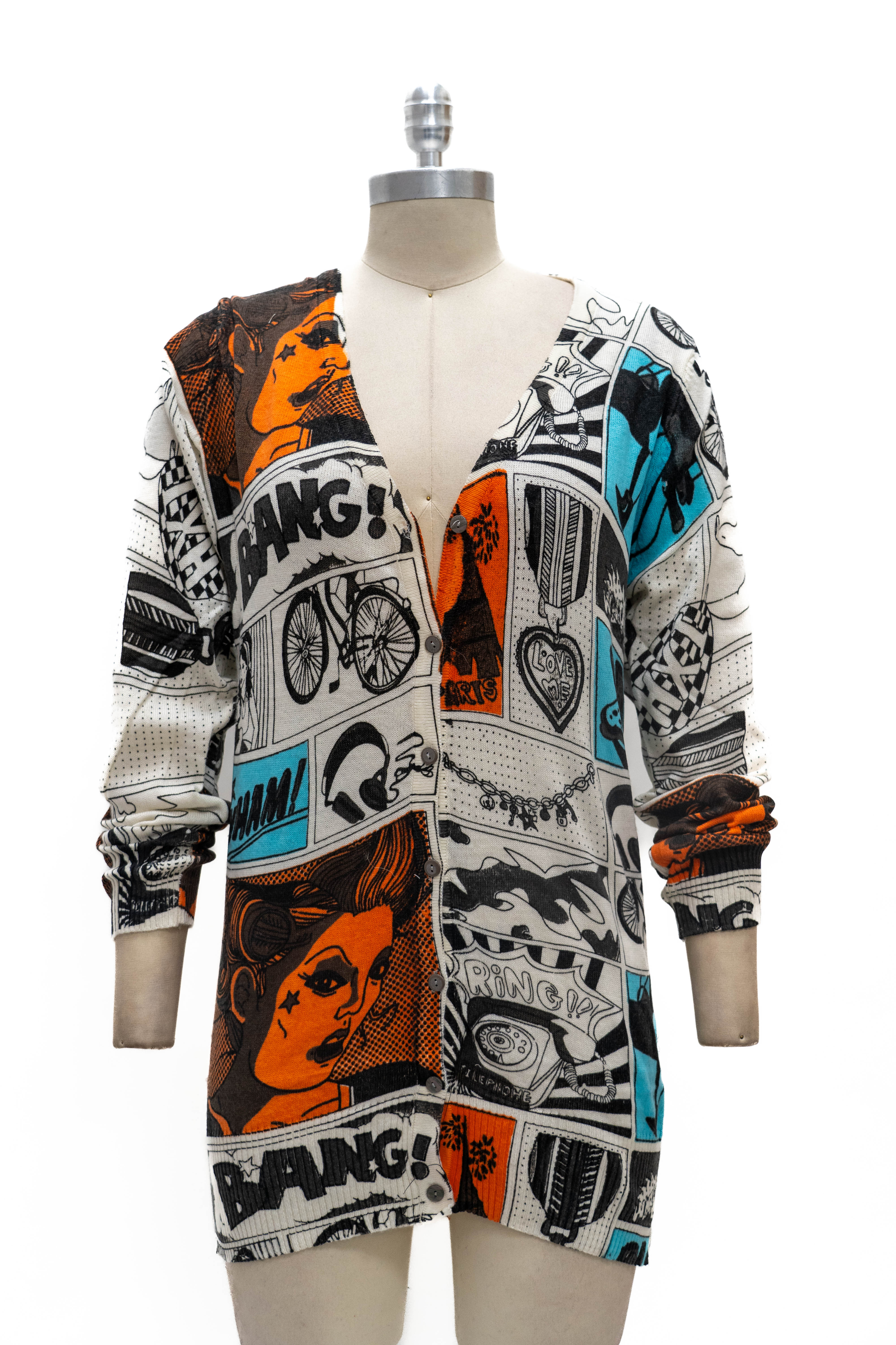 Micheal K 8892 Media Print Cardigan Sweater