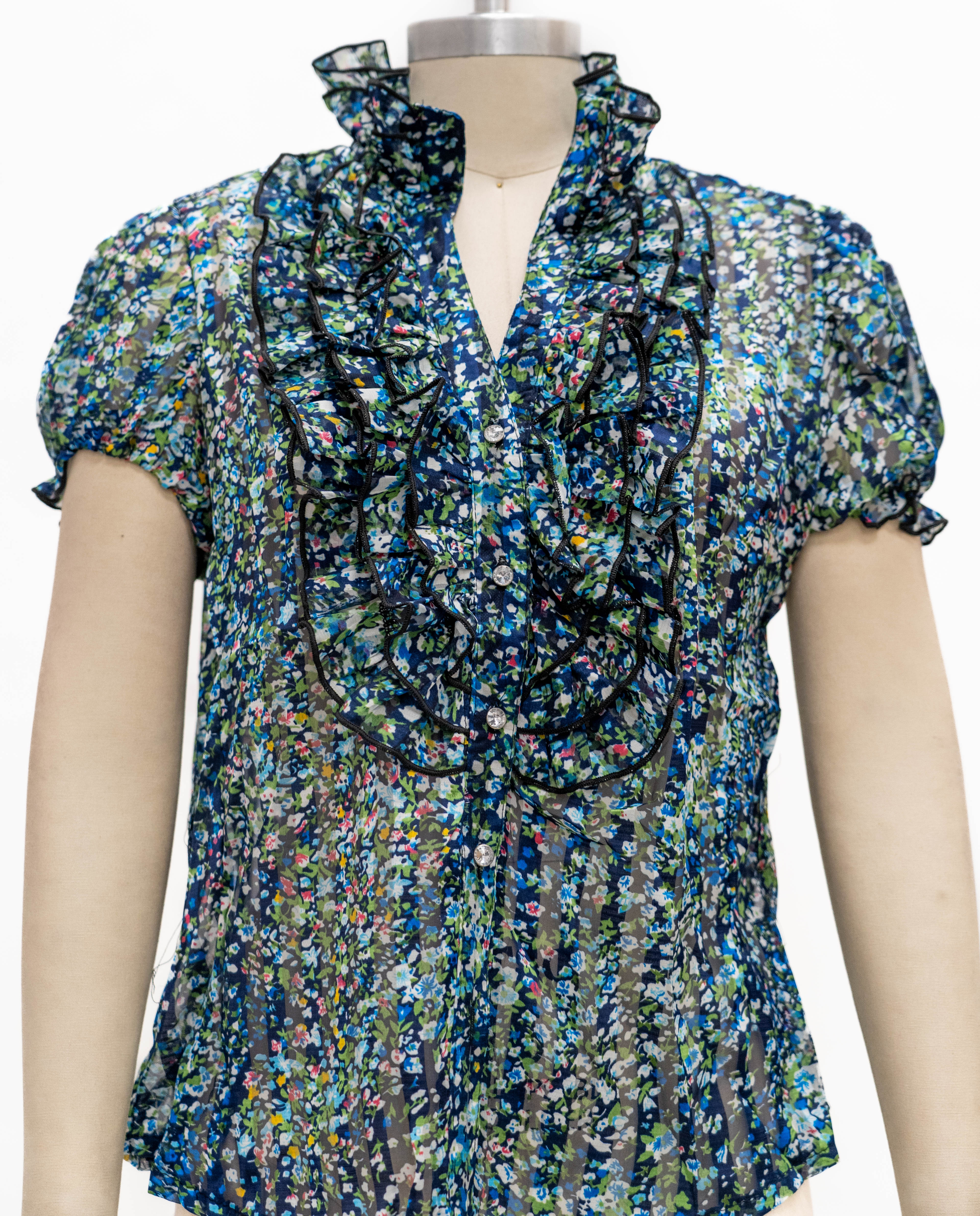 Micheal K 8056 Blouse Ruffle Button Down