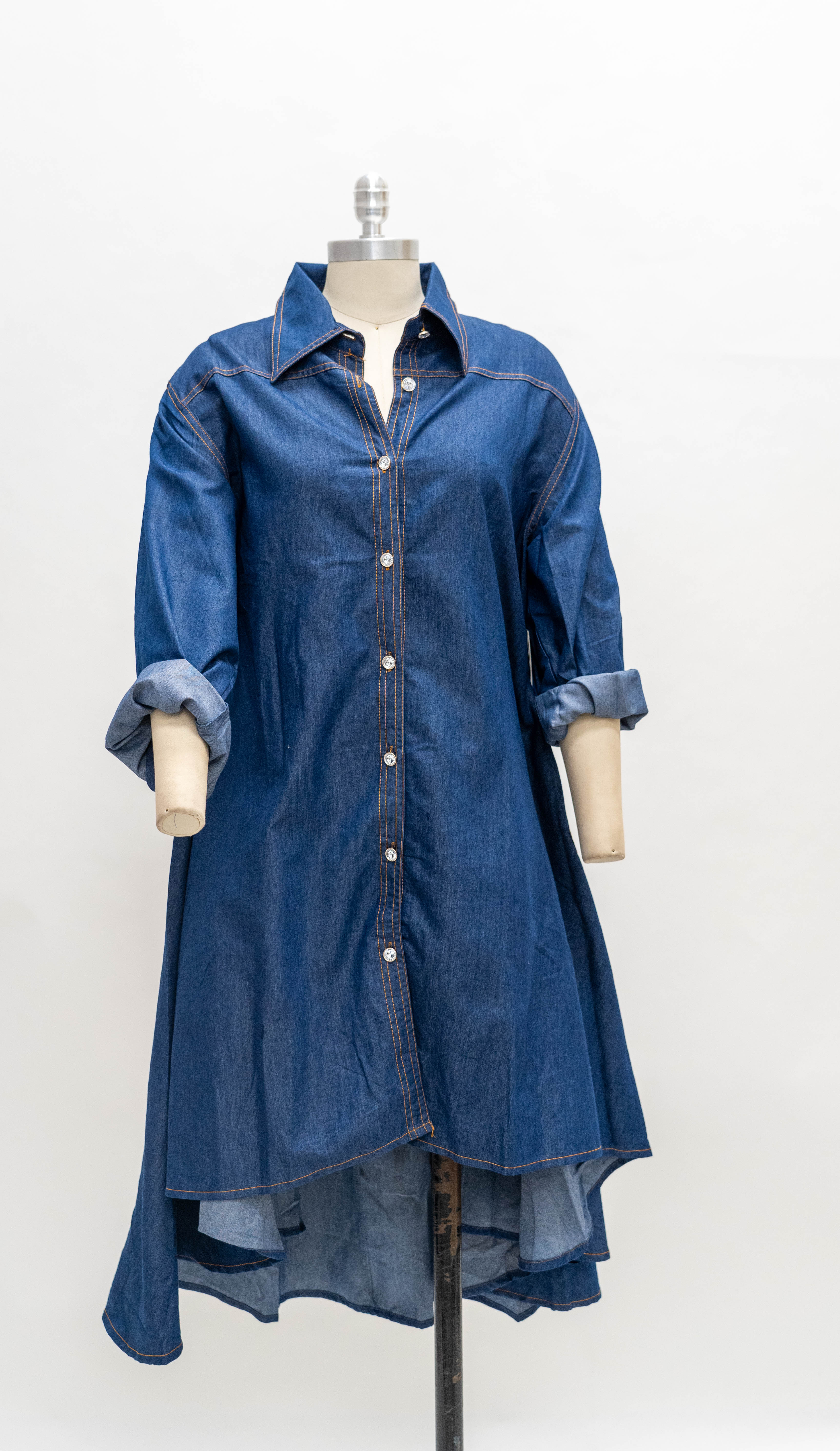 Step In Style AA24666BTSQ Denim Shirt Dress