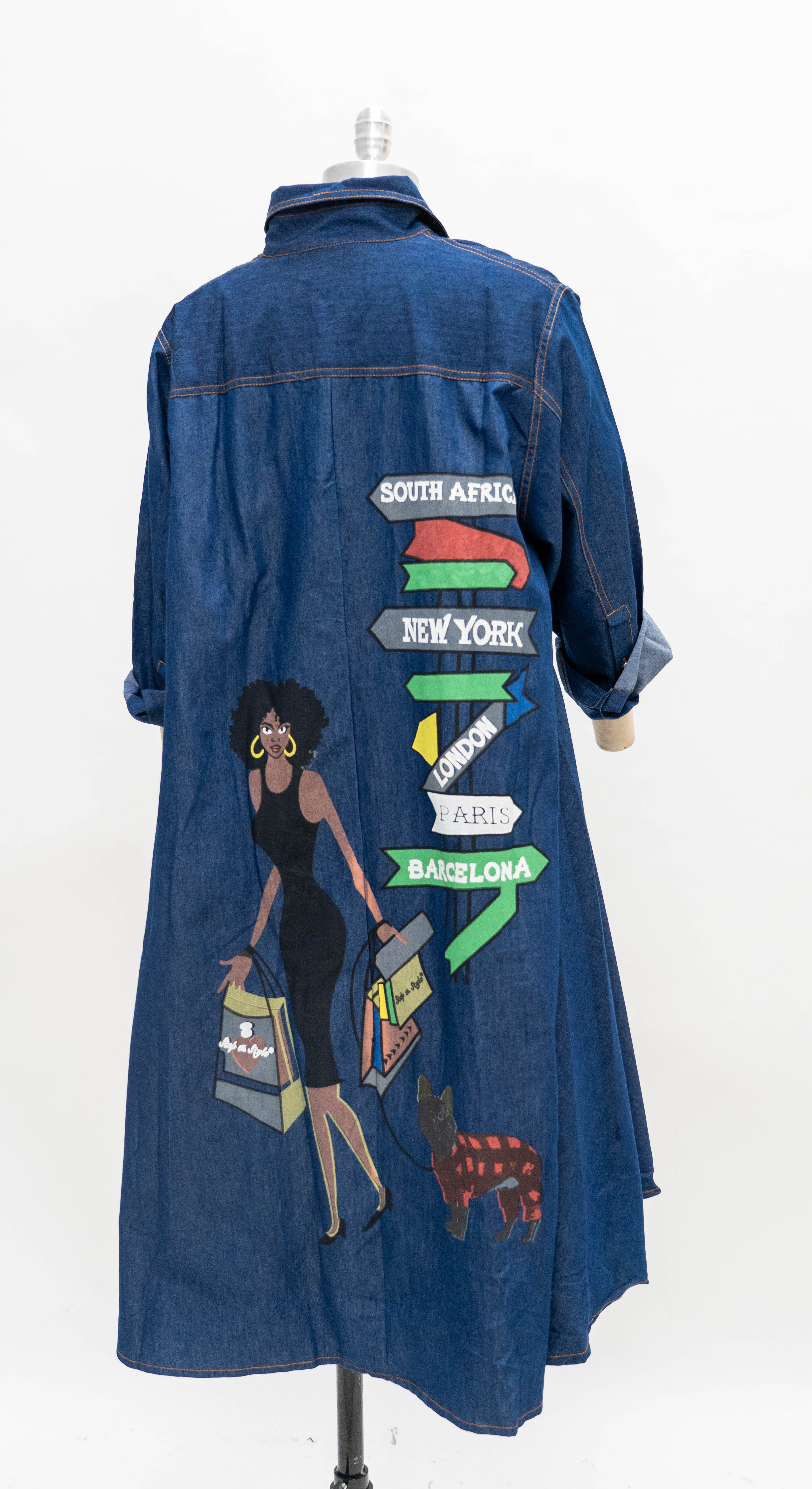 Step In Style AA24666BTSQ Denim Shirt Dress