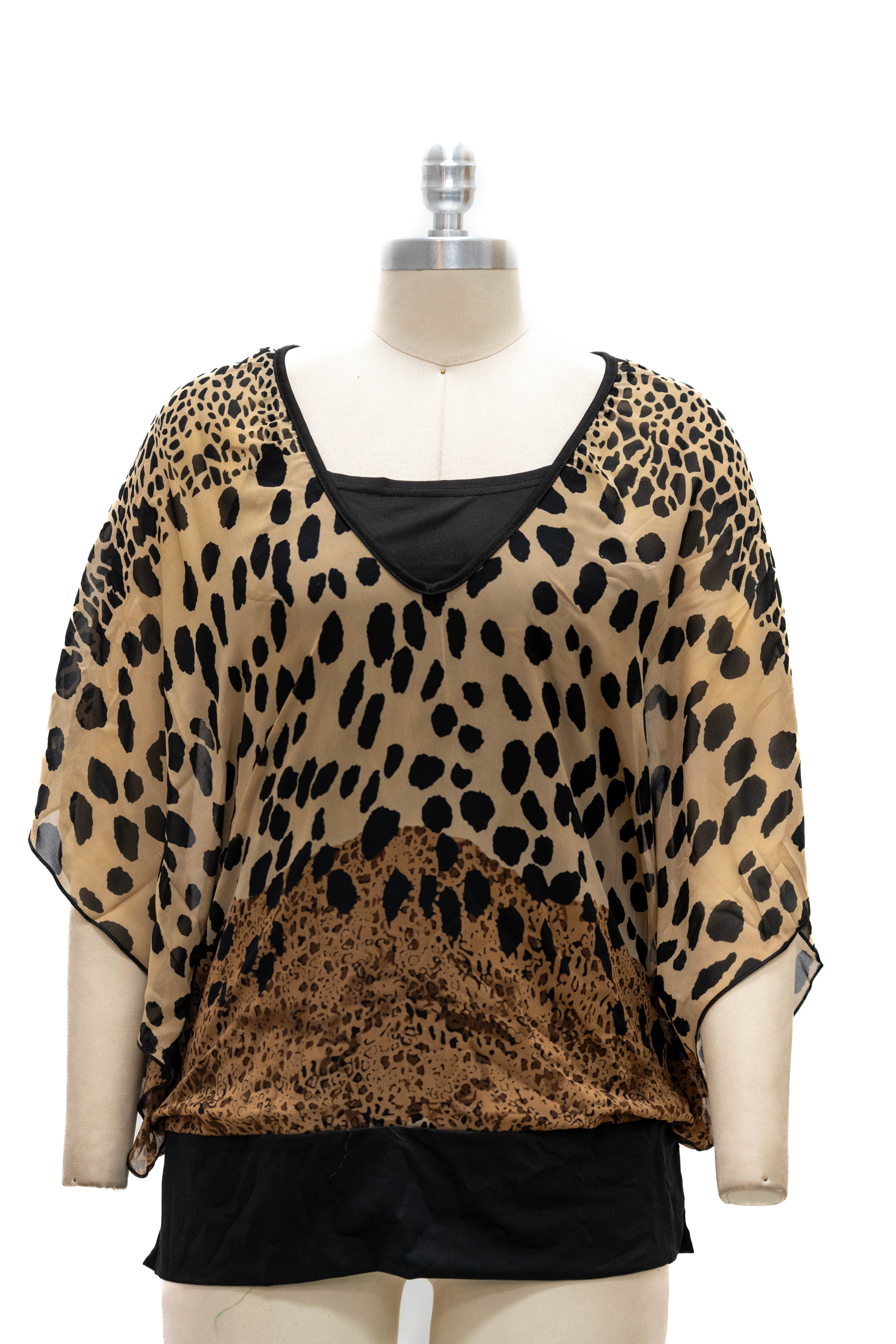Micheal K 81274 Poncho Animal Print Top