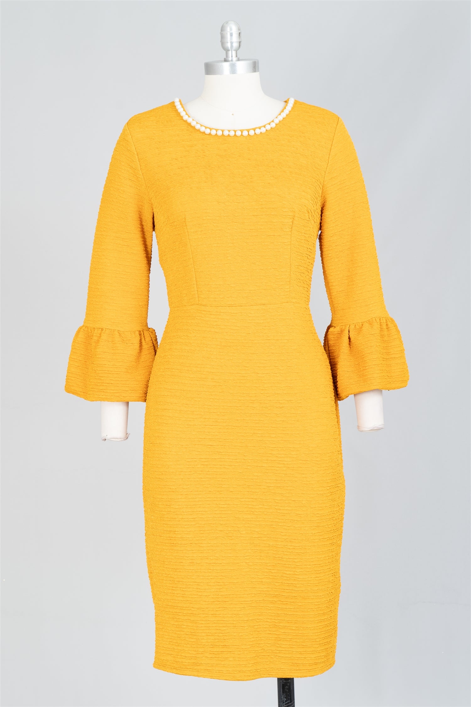 Allen Kay M785810 Pearl Collar Knit Dress