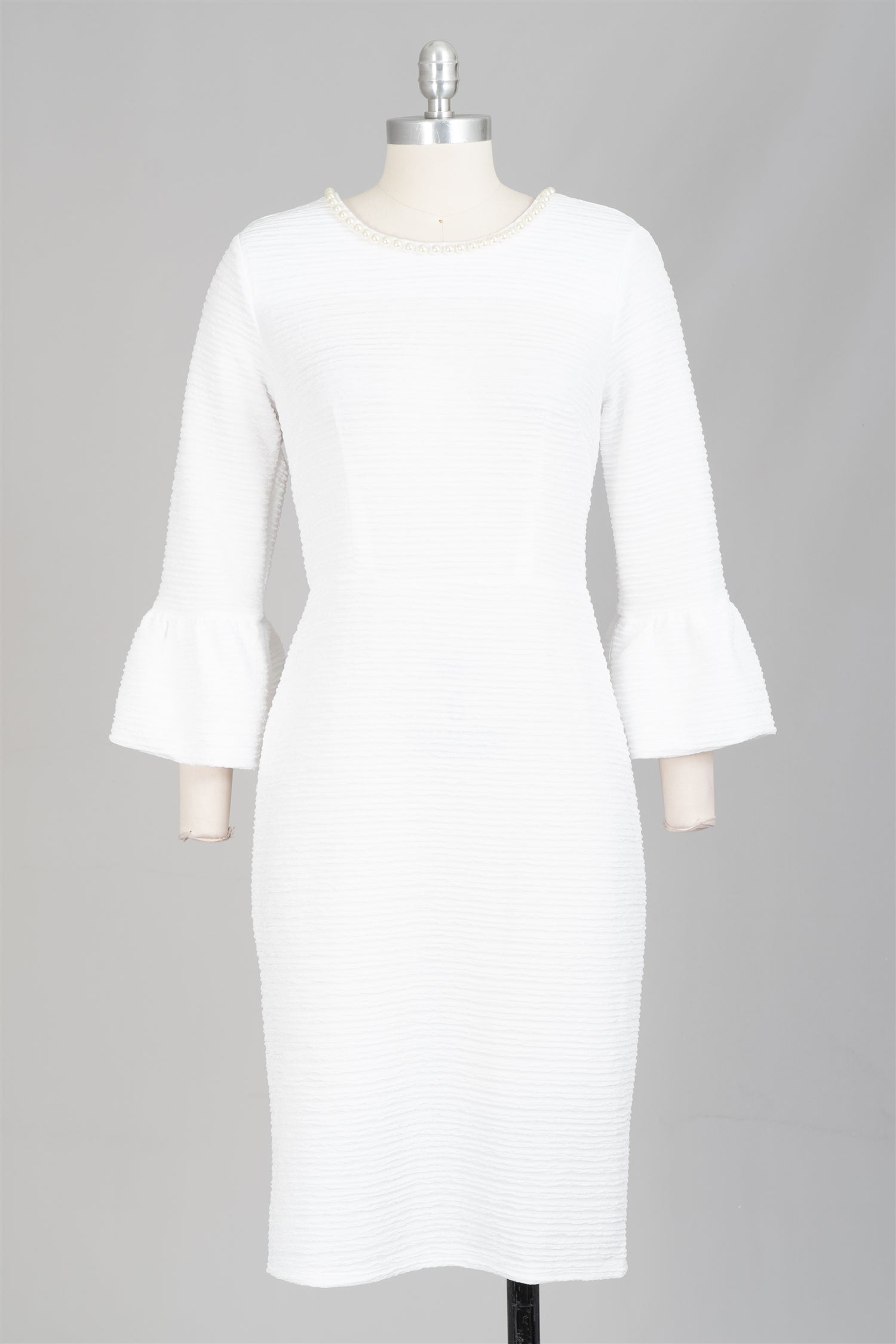 Allen Kay M785810 Pearl Collar Knit Dress