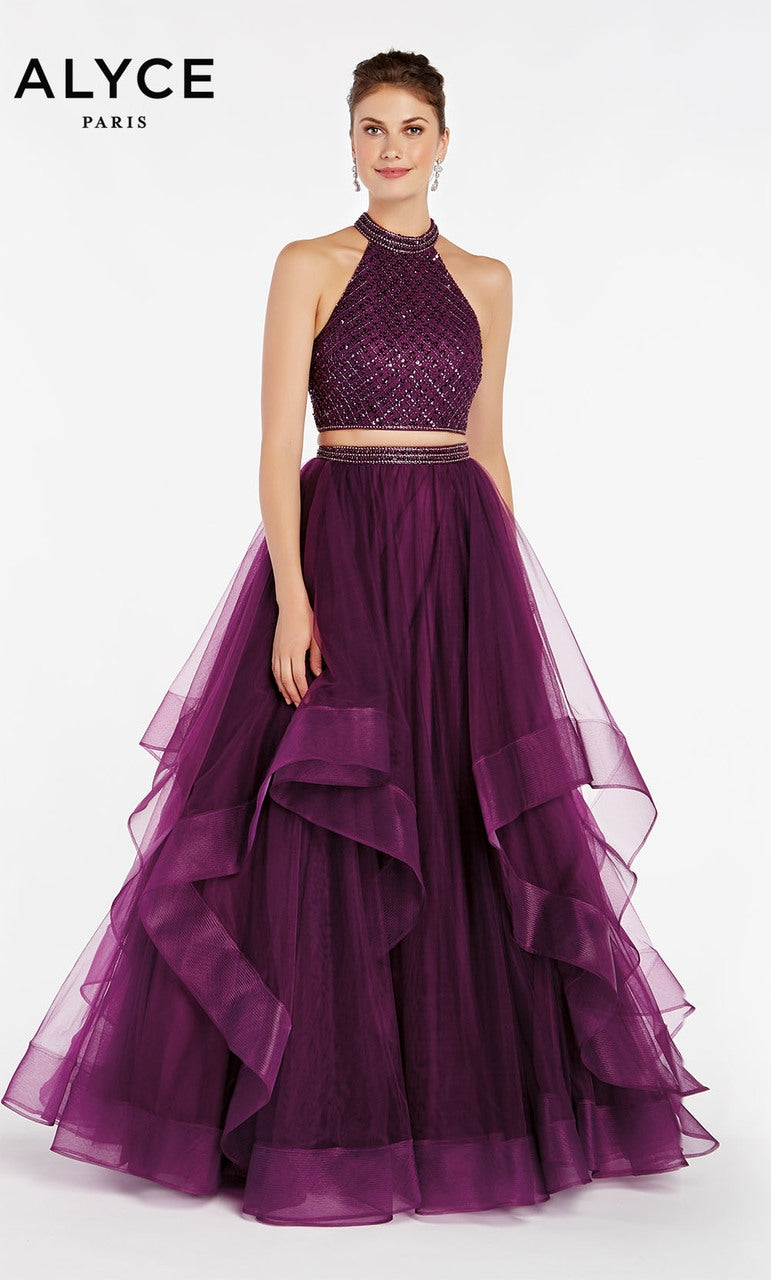 Alyce Paris 60514 Beaded Top and Tiered Tulle 2pc Dress