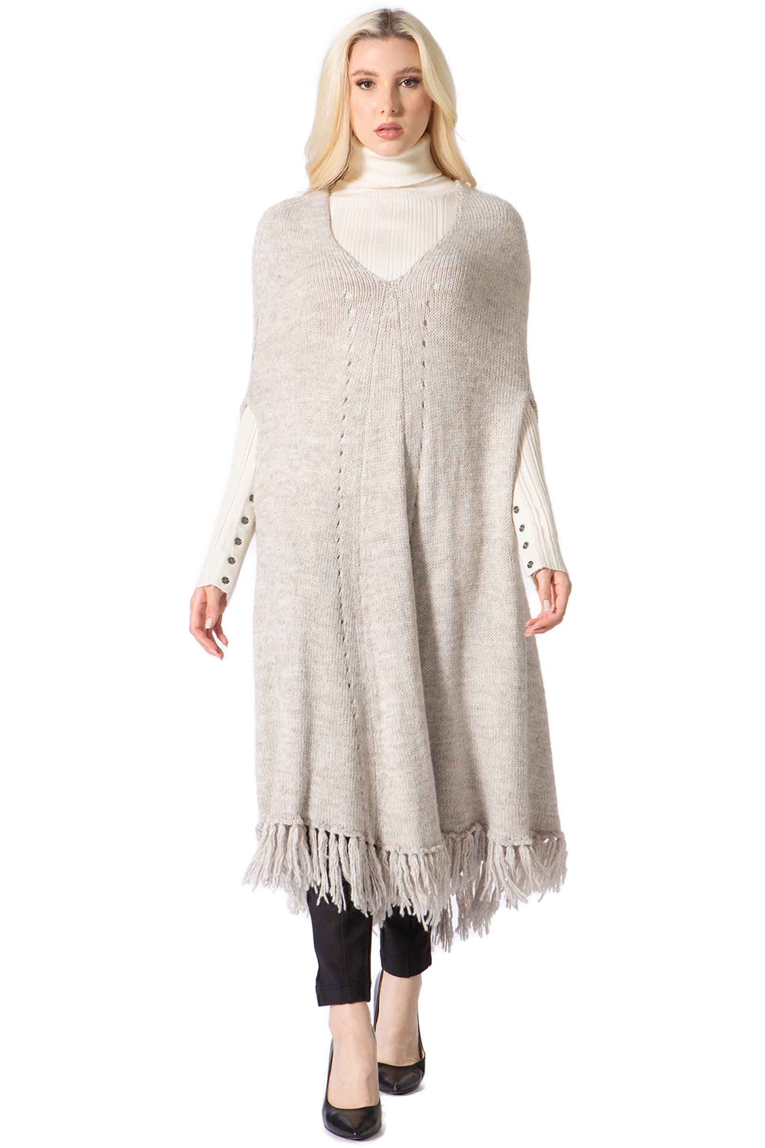 BCBG BC13506 Knit V-neck Cape