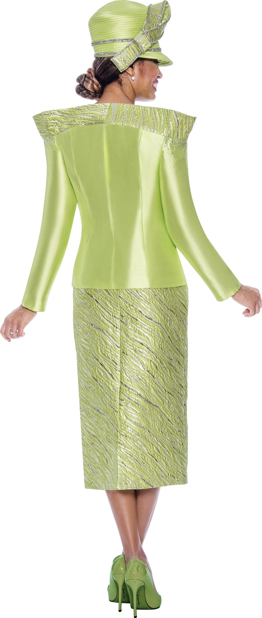 Ben Marc 2073 3pc Metallic Skirt Suit