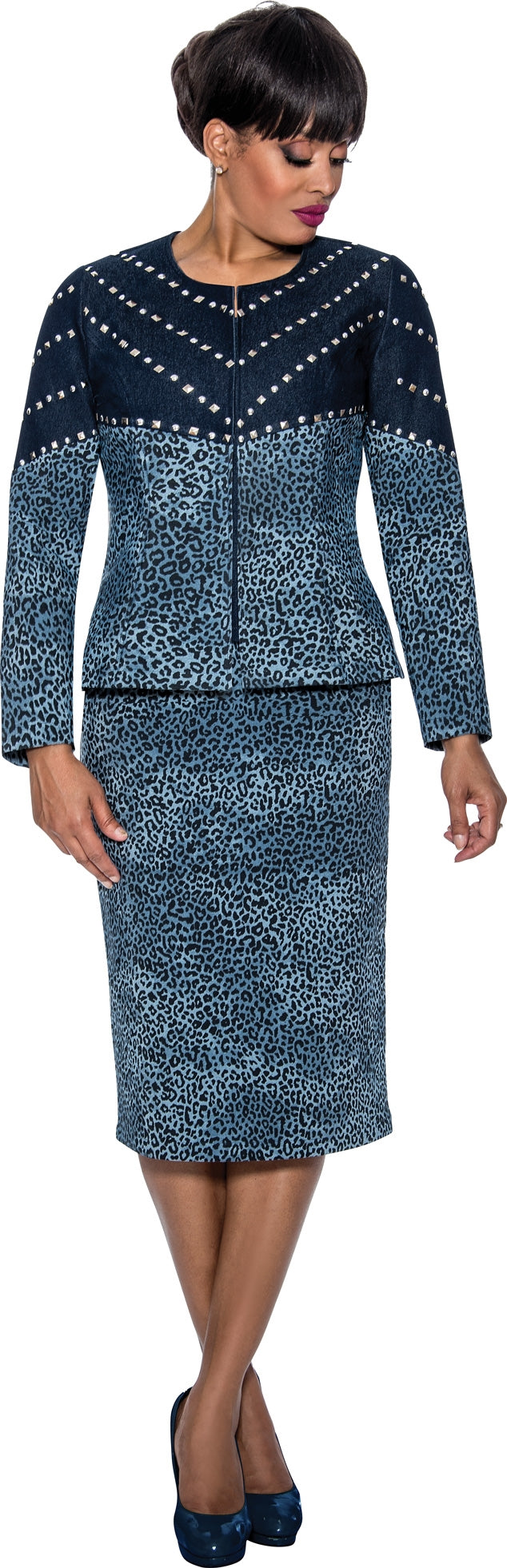 Devine Sport 63933 Animal Print Denim 3pc Skirt Set