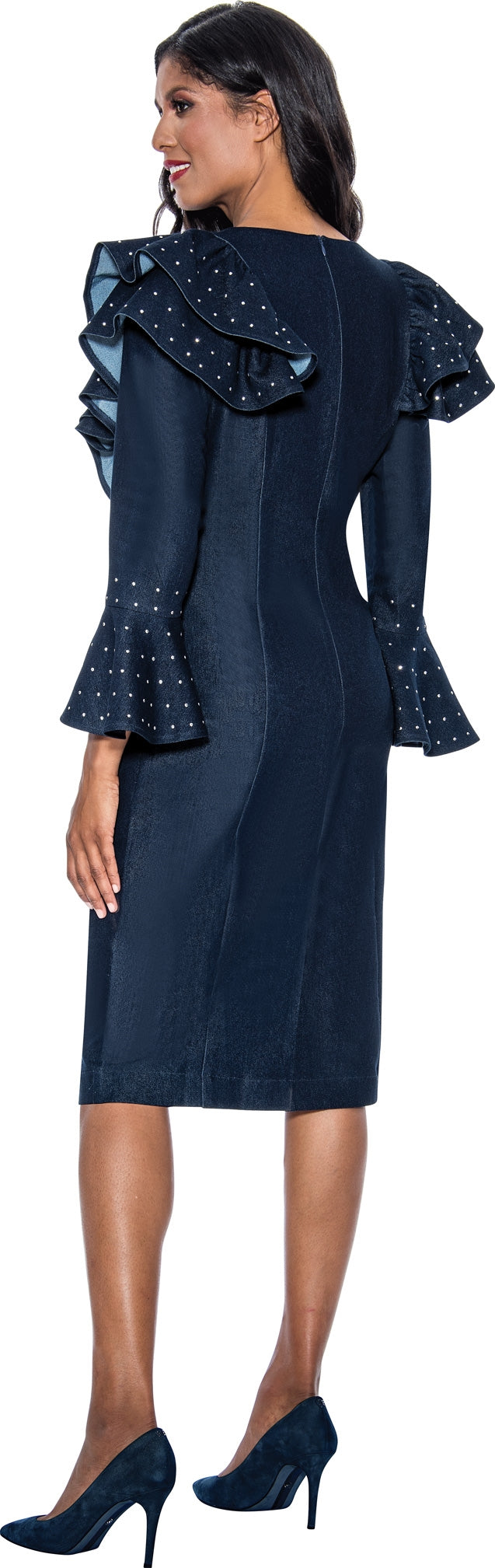 Devine Sport 63971W Ruffle Trim Denim PlusSize Dress